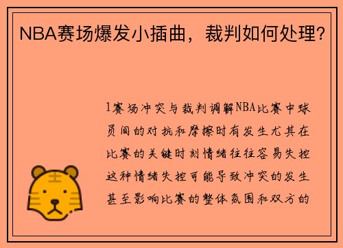 NBA赛场爆发小插曲，裁判如何处理？
